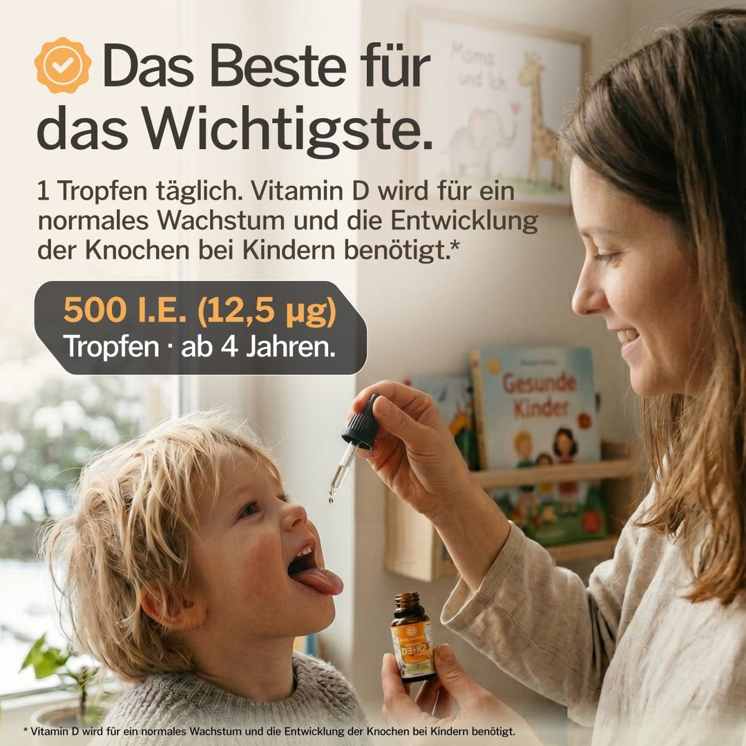 Kinder Vitamin D3 K2 Tropfen MCT-Öl 500 I.E.