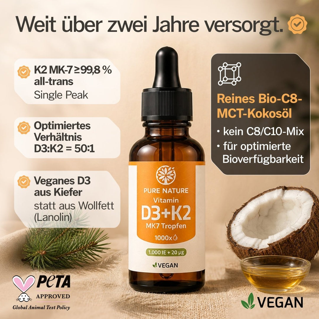 Vitamin D3 K2 Tropfen MCT-Öl 1000 I.E.