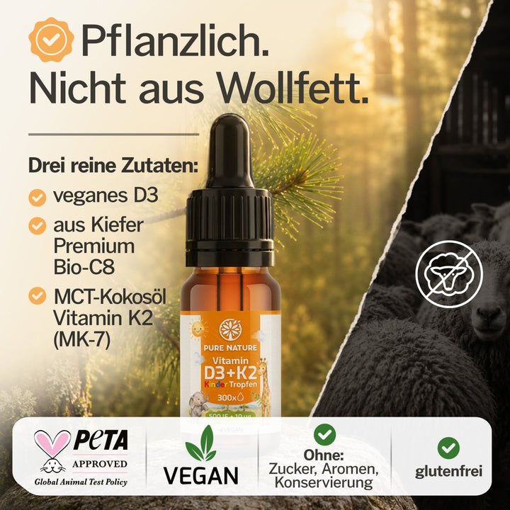 Kinder Vitamin D3 K2 Tropfen MCT-Öl 500 I.E.