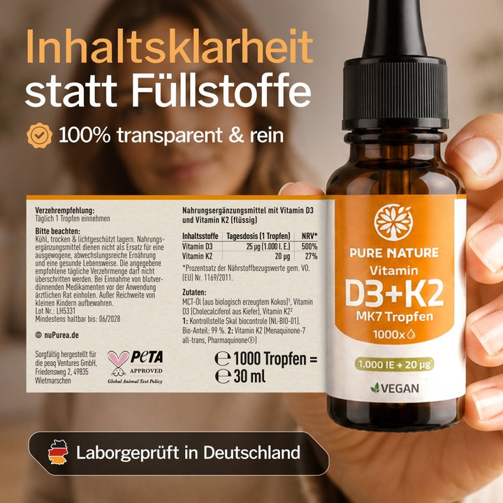 Vitamin D3 K2 Tropfen MCT-Öl 1000 I.E.