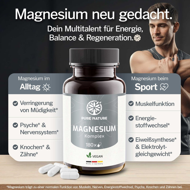 Pure Nature Magnesium 7 - in - 1 Komplex – 180 Kapseln (400 mg) - Purefitness Nutrition